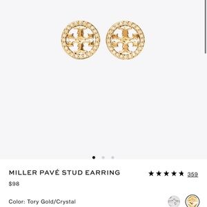 Tory Burch Gold Crystal Stud Earrings